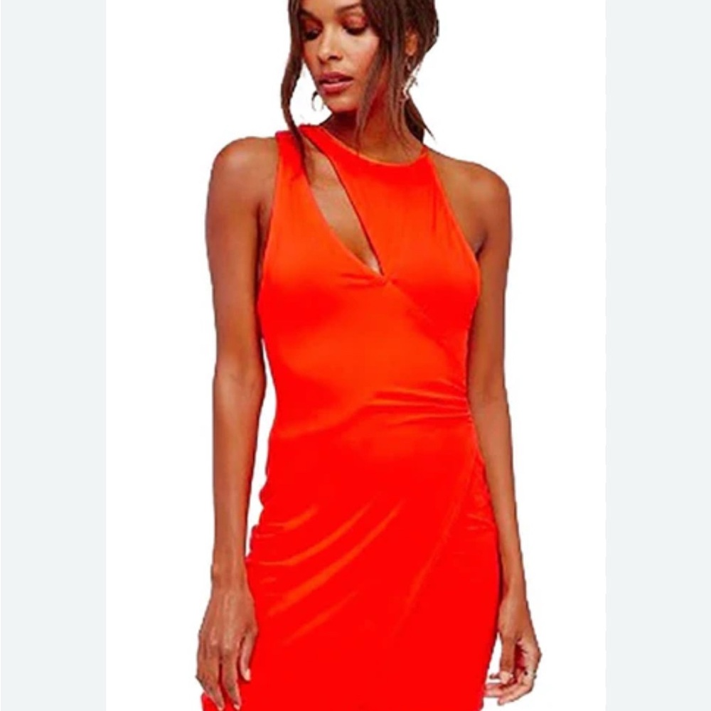 Free People Vibrant Red Backless Dress